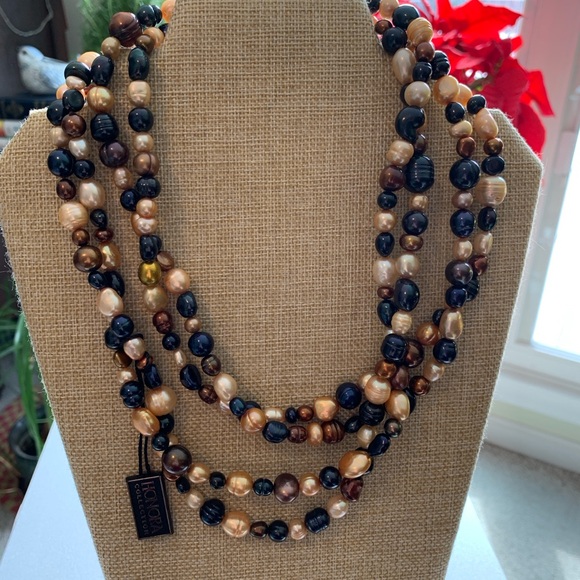 Honora Black and Brown Multi-Strand Freshwater Pearl Necklace - Picture 1 of 5